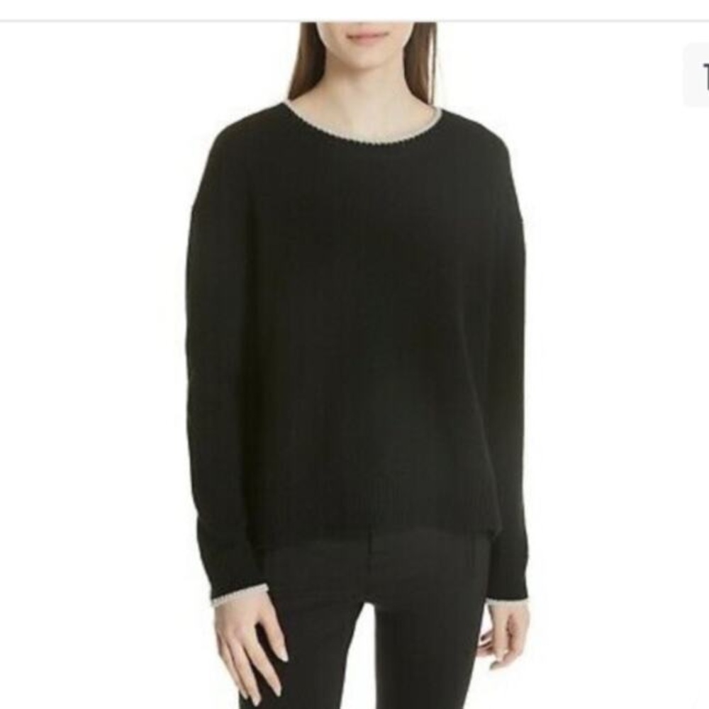 VINC Wool/Cashmere Elegant Black Women's Scoop Neck Oversized Sweater size M